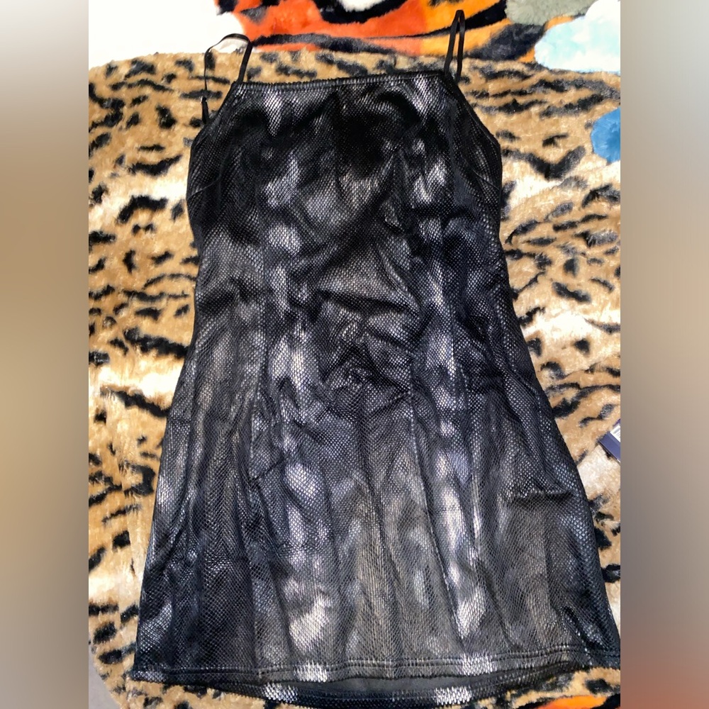 Urban Outfitters Black/Snake Textured Mini Dress - Large